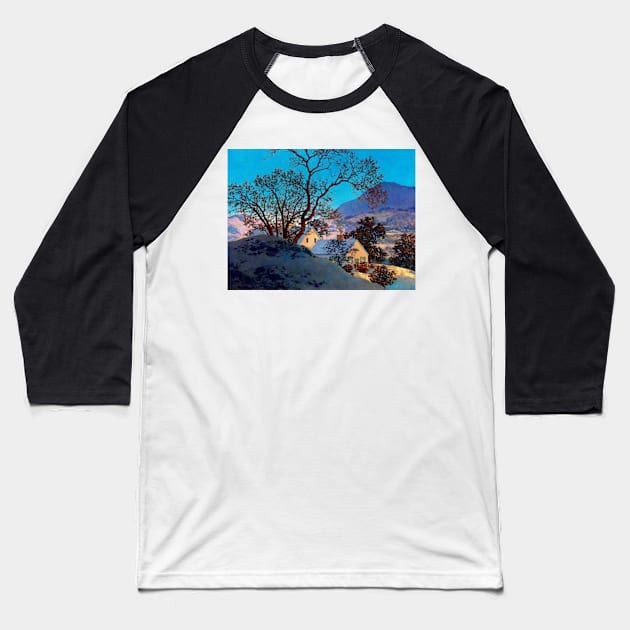 Maxfield Parrish Early Morning First Snow Windsor Vermont Art Print Neo-Classical Baseball T-Shirt by ZiggyPrint